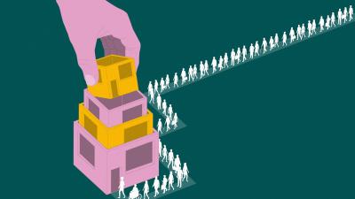 Illustratie hand met huis