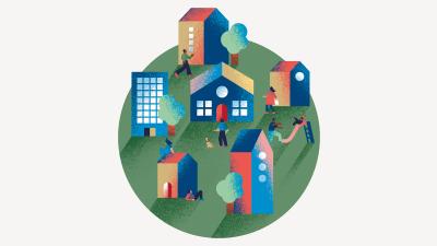 Illustratie Wereldbol samenleving