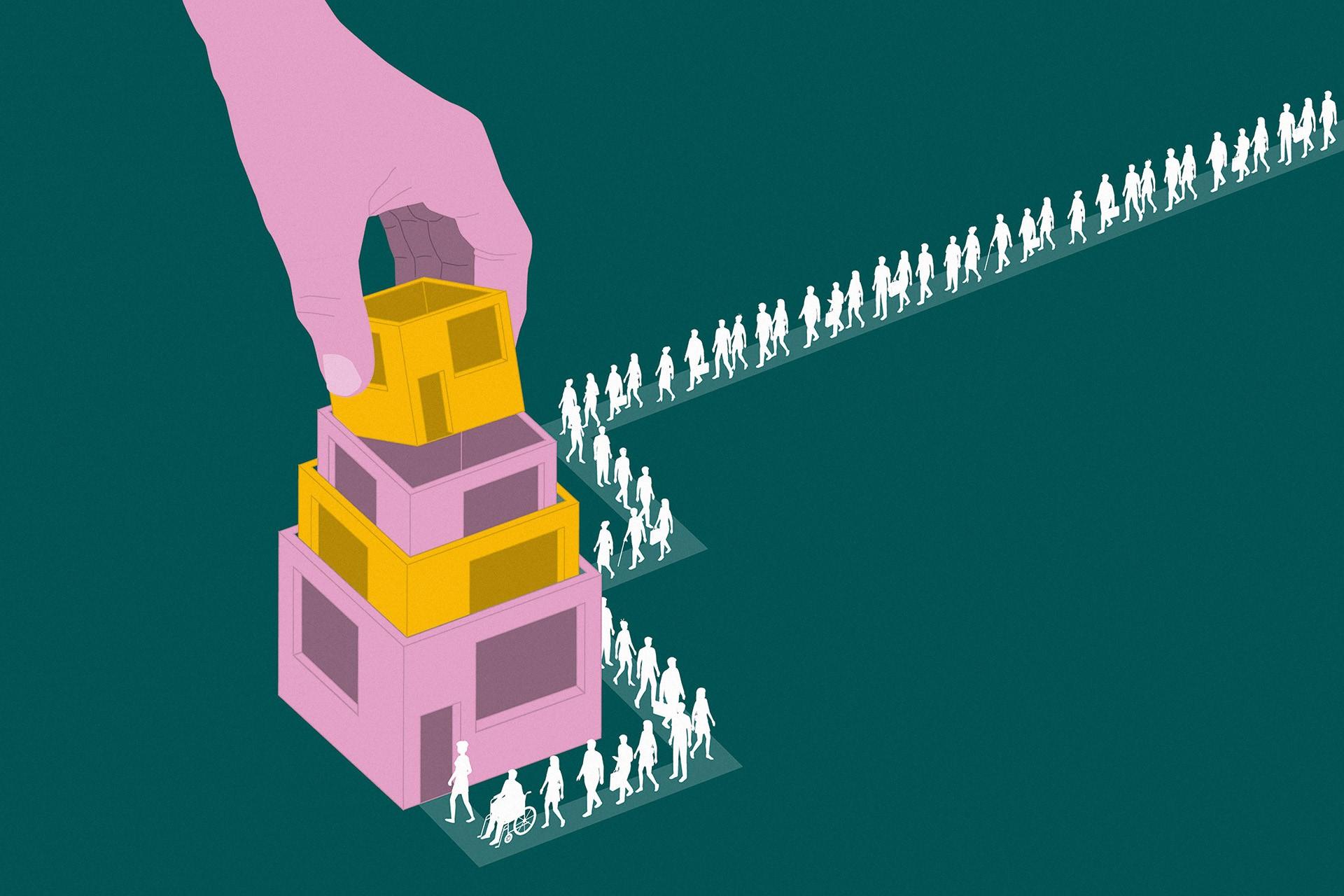 Illustratie hand met huis