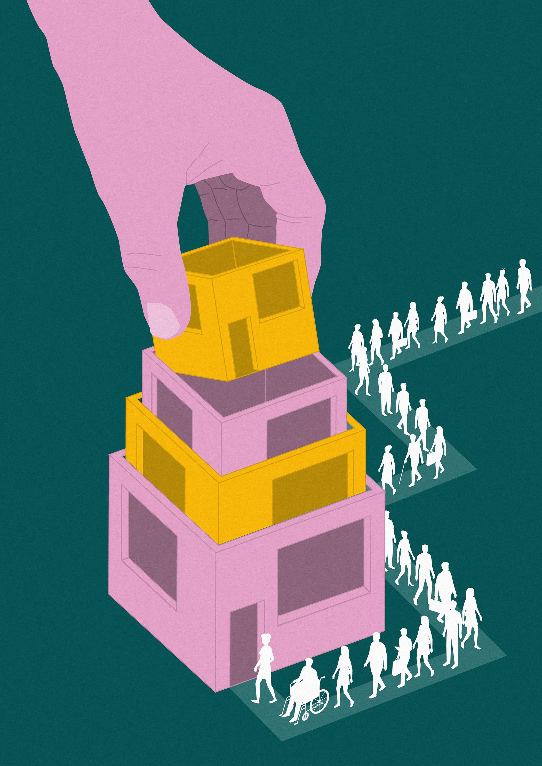 Illustratie hand met huis